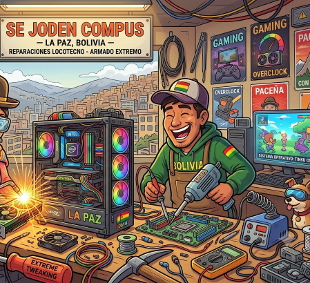 Computadora de alto rendimiento en taller tecnológico